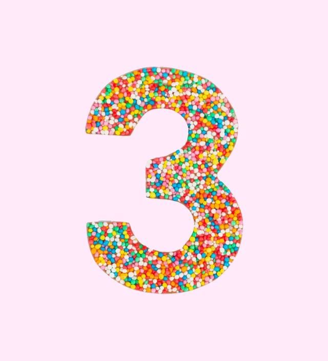 Number Three (3) chocolate with freckles