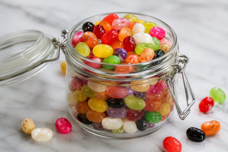 Jar containing Jelly Beans