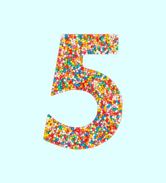 Number Five (5) chocolate with freckles