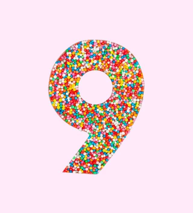 Number Nine (9) chocolate with freckles